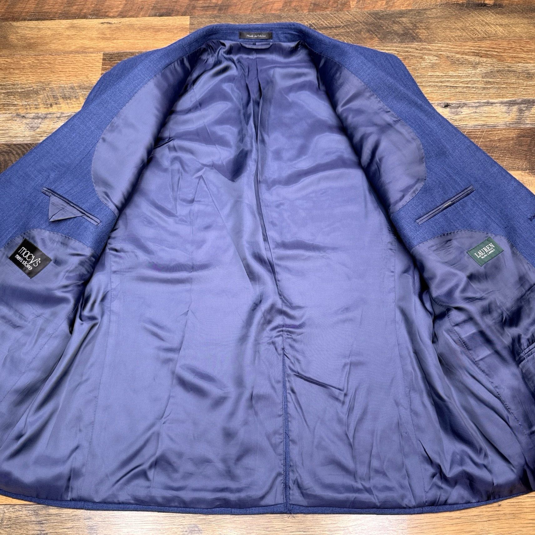 Ralph Lauren Lauren Ralph Lauren Blazer Sport Coat Linen Blend Blue 48R Men Regular Notch Lapel Single-Breasted Two-Button Size 48R - 3 Thumbnail