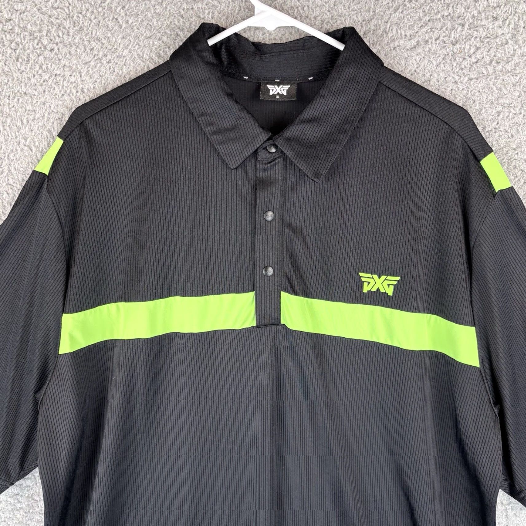 Vintage PXG Parsons Extreme Golf Polo Shirt Mens XL Black Neon Green Stripe Performance Polo Shirt Mens XL Black Neon Green Stripe Sports Golf Shirt Size US XL / EU 56 / 4 - 2 Thumbnail
