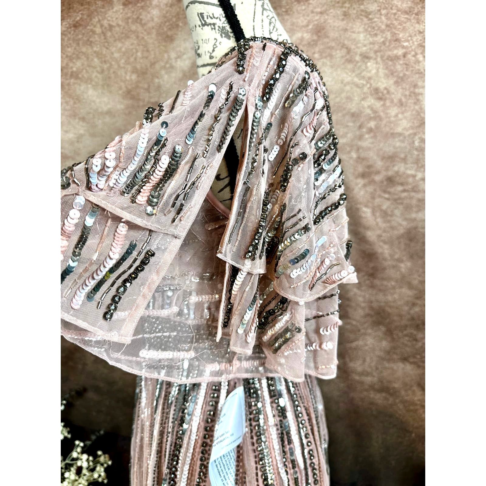 Other Mac Duggal Embellished Layered Sleeve Gown Vintage Rose 4 Size S / US 4 / IT 40 - 10 Thumbnail