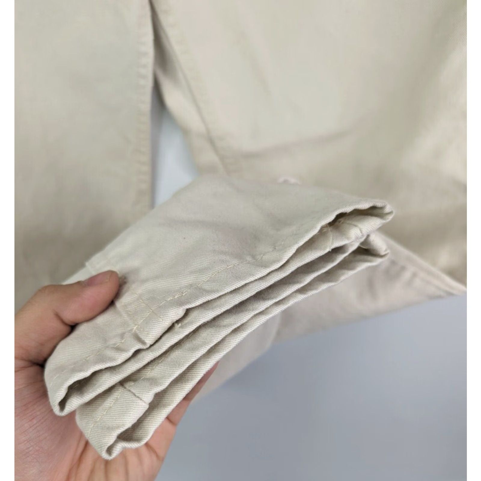 Lee VINTAGE Lee Pants Khakis Women Beige 12 High Rise Flat Front Tapered Cotton Denim Union Made Size 34" / US 12 / IT 48 - 4 Thumbnail