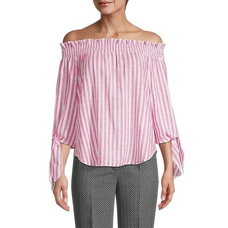 Michael Kors Michael Kors Women Linen Off-the-Shoulder Blouse Top Size XS Size XS / US 0-2 / IT 36-38 - 2 Thumbnail
