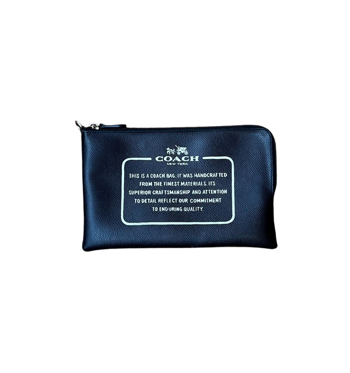 Coach Coach Black Leather Story Zip Corner Wristlet Pouch Clutch Size ONE SIZE - 1 Thumbnail