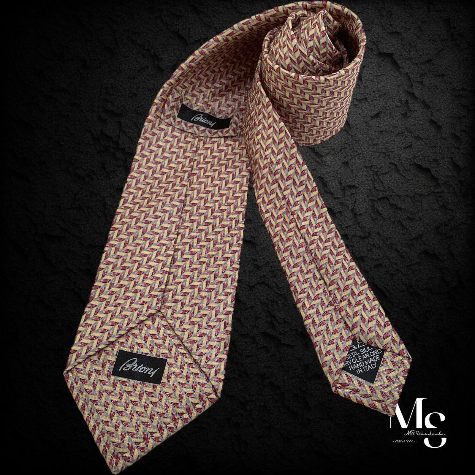Brioni BRIONI XL Red Gold Geometric Luxury Silk Tie H.Made In Italy Size ONE SIZE - 2 Thumbnail