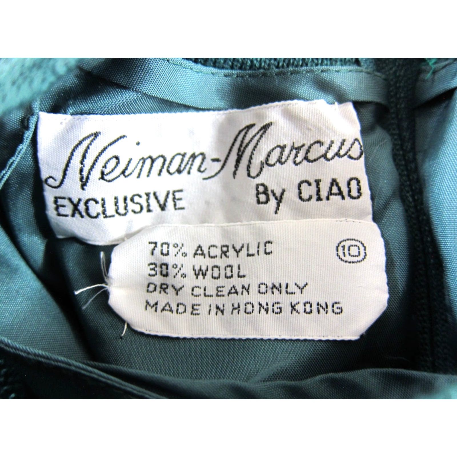 Vintage VINTAGE CIAO Ltd. Dress Neiman Marcus Wool Knit Green Long Sleeve Midi Dress 10 White? Size L / US 10 / IT 46 - 3 Thumbnail