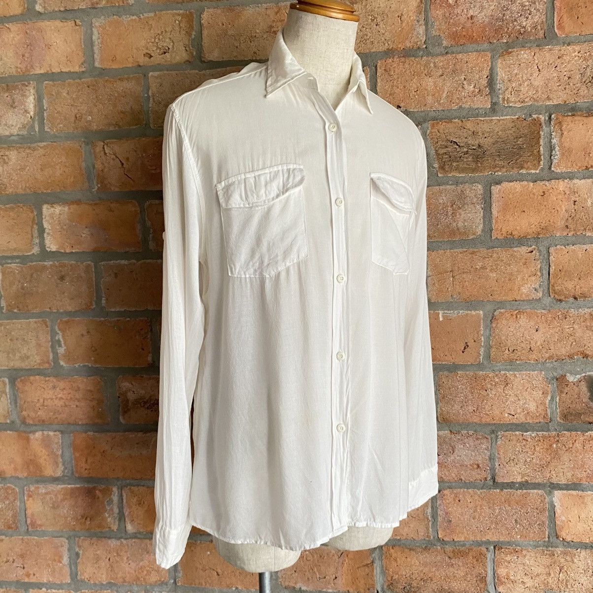 Japanese Brand G.O.A White Soft Pocket Shirt Size ONE SIZE - 19 Thumbnail
