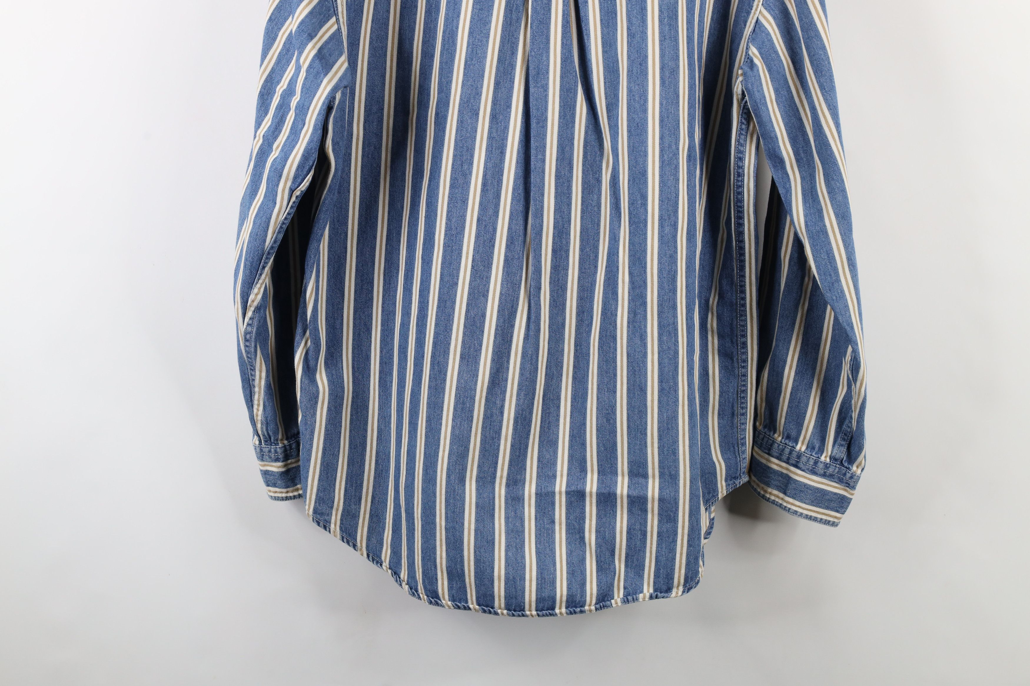 Vintage Vintage 90s Streetwear Striped Denim Jean Button Down Shirt Size US M / EU 48-50 / 2 - 10 Thumbnail
