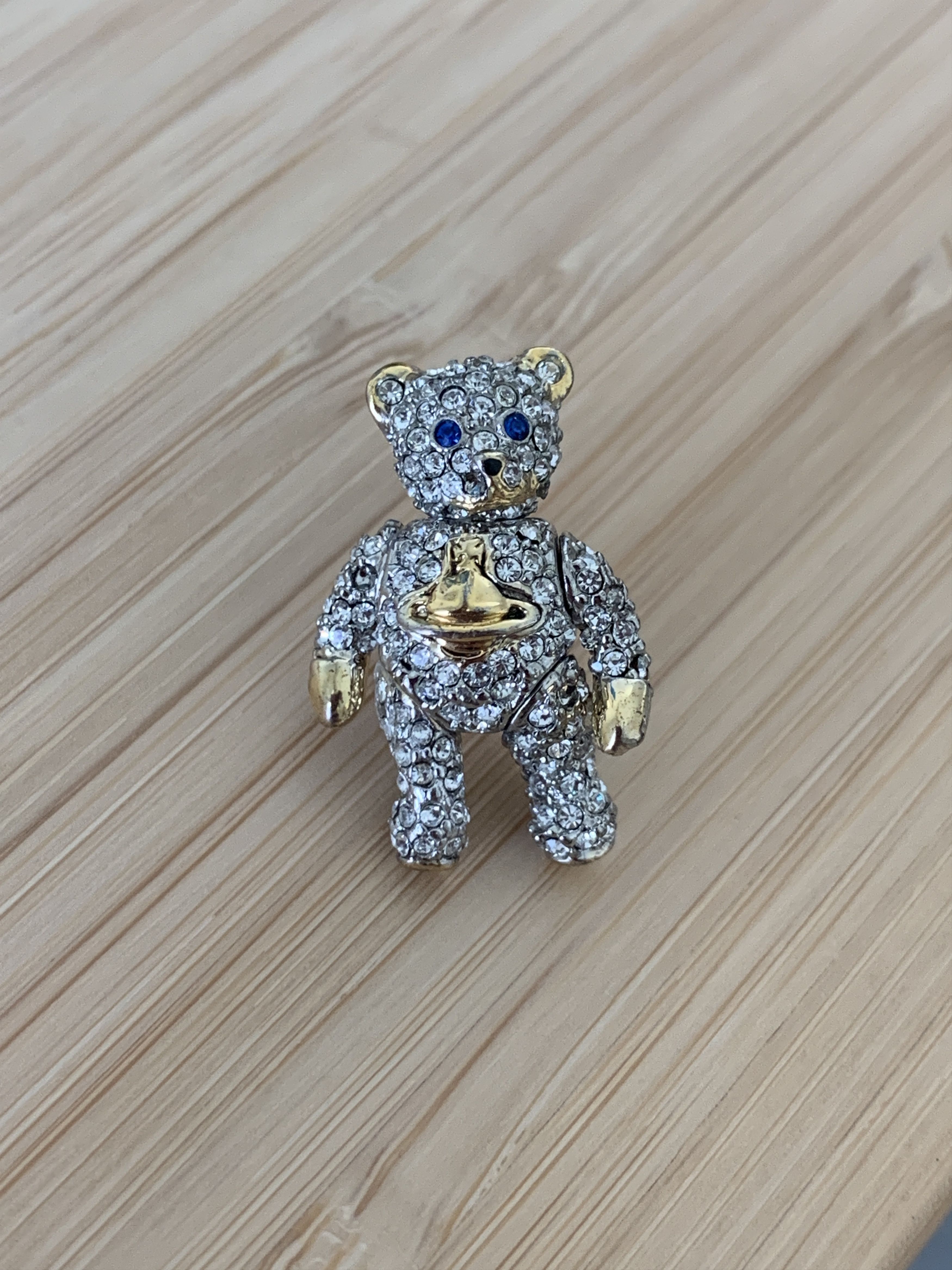 Vivienne Westwood Swarovski Covered Crystal Teddy Bear Pin or Earring Size ONE SIZE - 1 Thumbnail