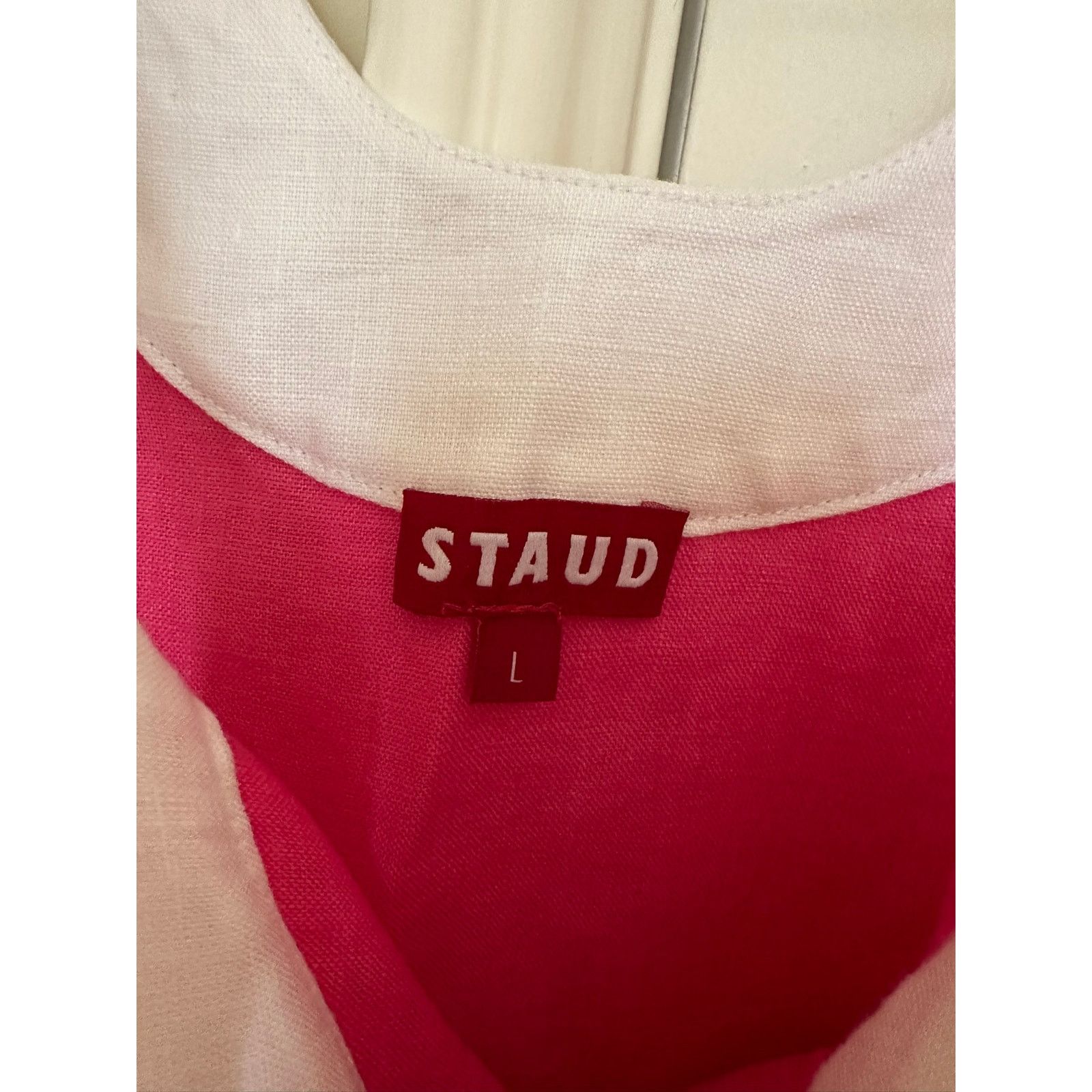 Authentic Staud pink renata linen dress