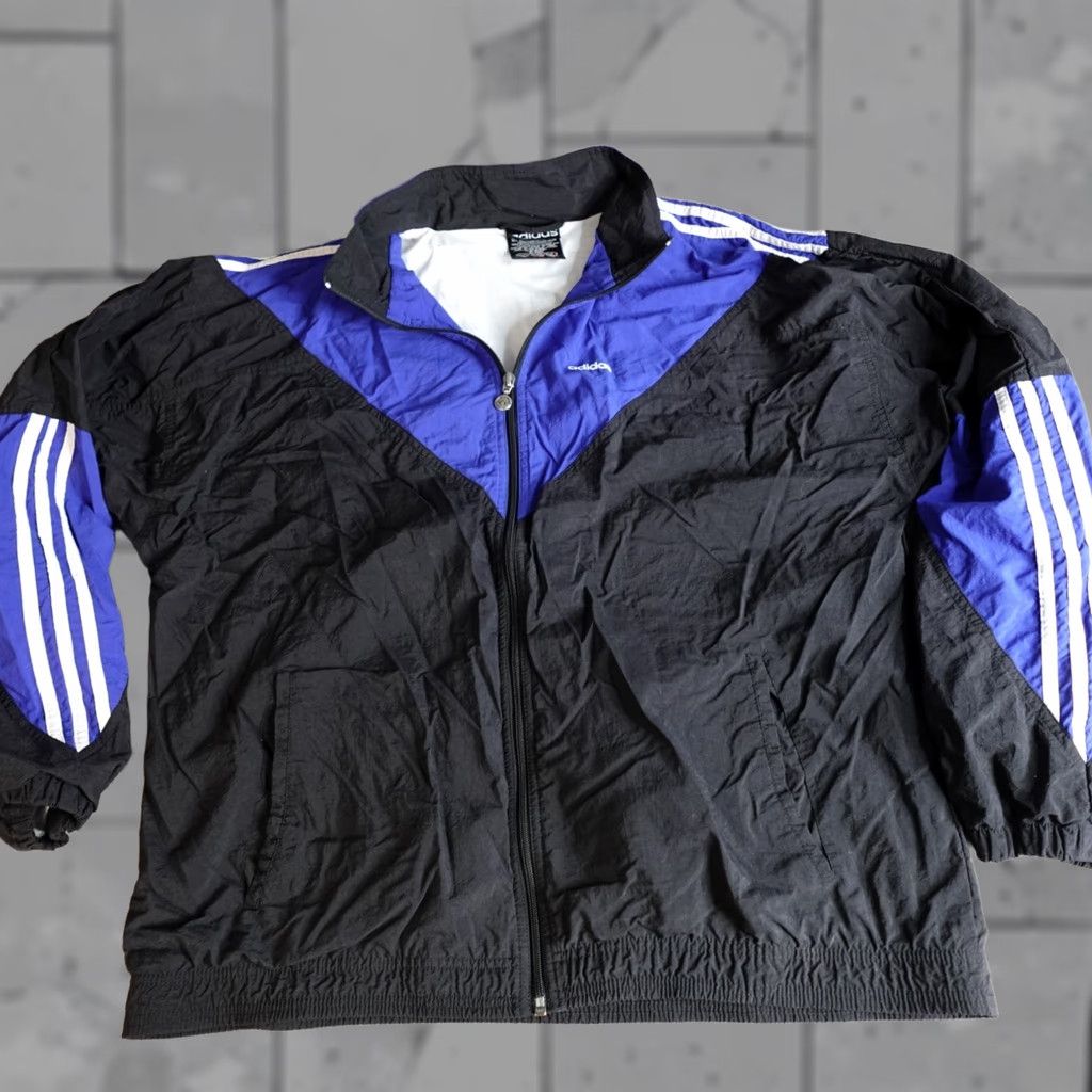 Adidas VINTAGE adidas Jacket Black Nylon 90s Lined Windbreaker Full Zip Men Large Size US L / EU 52-54 / 3 - 1 Thumbnail