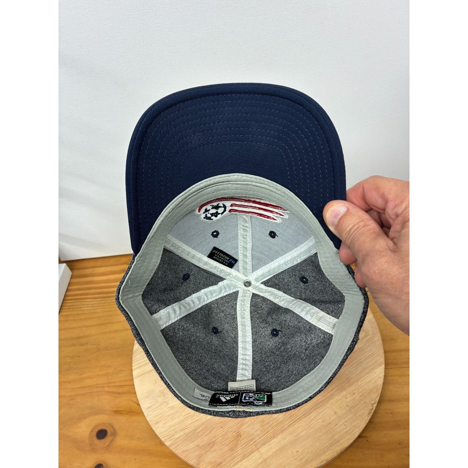 Adidas Adidas MLS New England Revolution FlexFit Hat Gray Navy L/XL Size ONE SIZE - 9 Thumbnail
