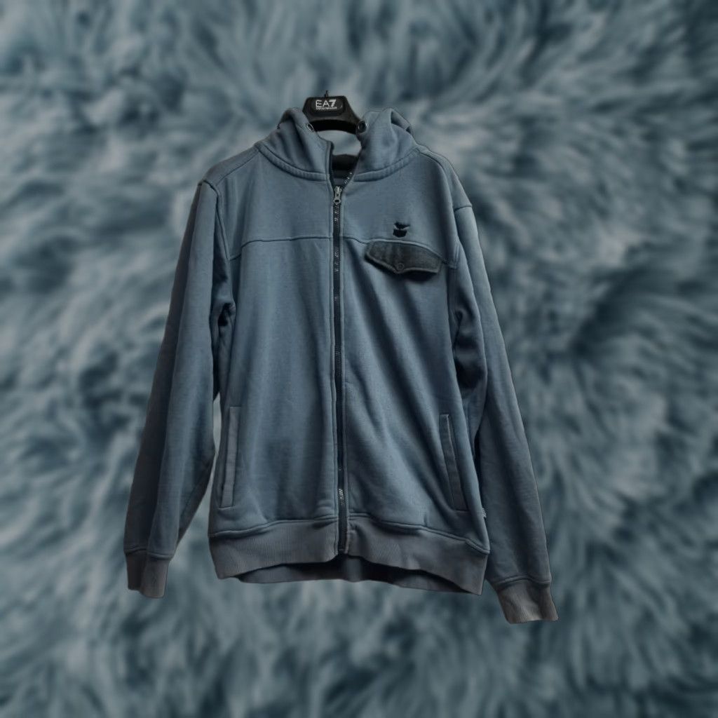 CO Jetty Apparel Co Men's Hoodie Zip Up Blue M Blue/Gray Full Zip Hoodie Size US M / EU 48-50 / 2 - 1 Thumbnail