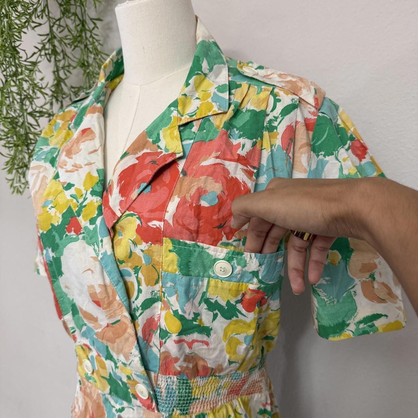 Designer 80s Sans Age Floral Cottage Pocket Dress Size 12 Size XL / US 12-14 / IT 48-50 - 4 Thumbnail