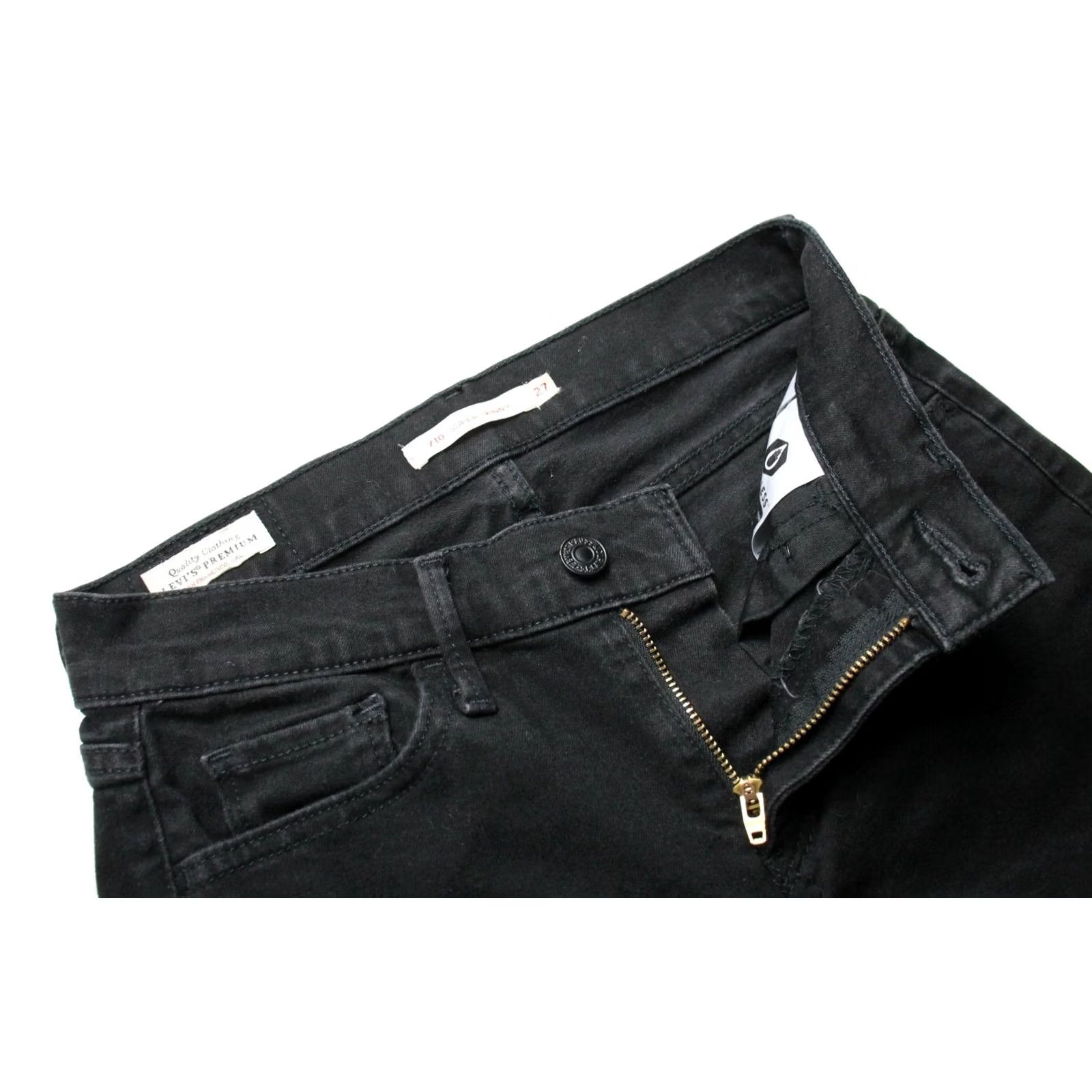 Levi's LEVI'S 710 Super Skinny Jeans Women's W27/L34 Black Stretch Zip Fly Logo Size 27" / US 4 / IT 40 - 4 Thumbnail
