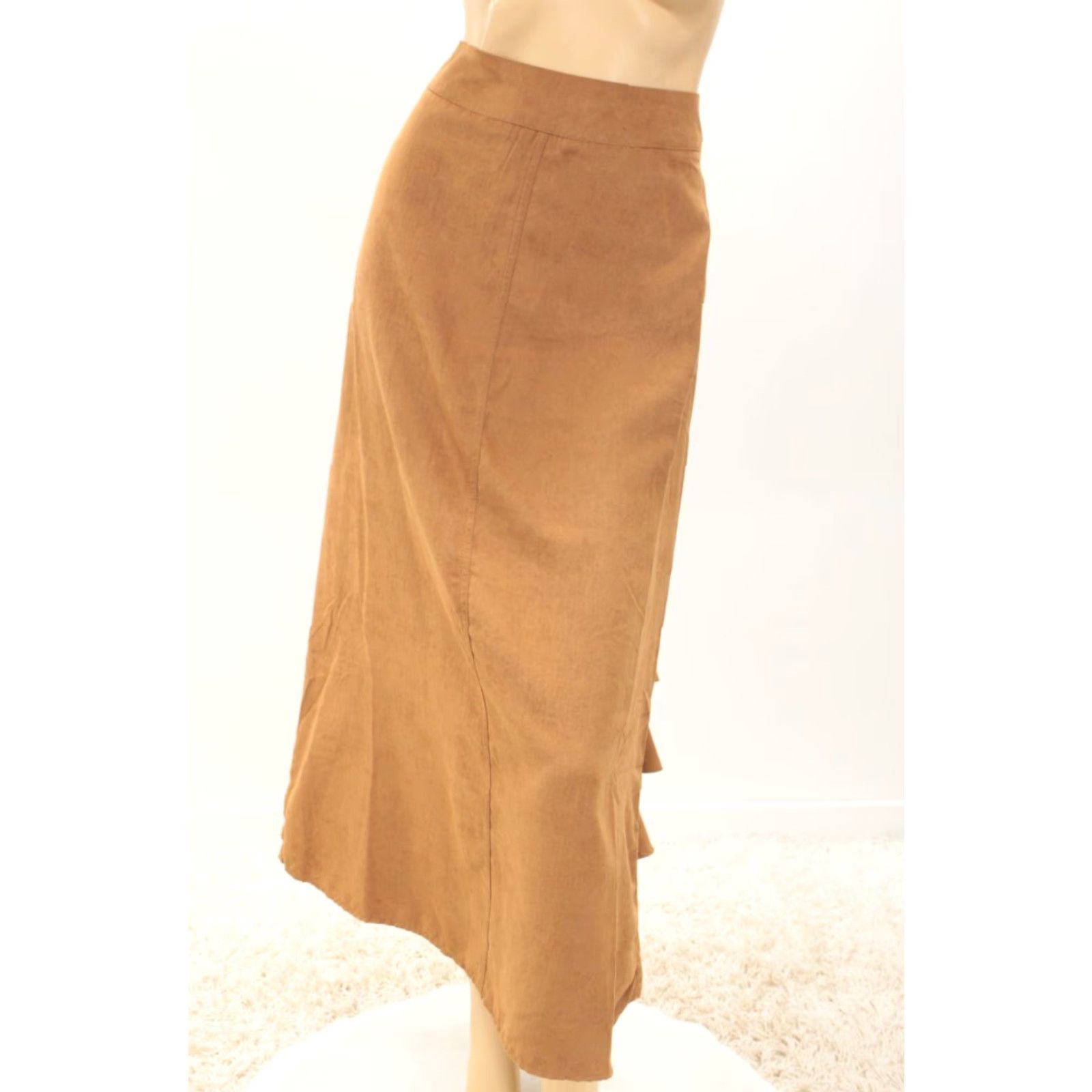Vintage VINTAGE Metrostyle A-Line Skirt sz 10 Midi Brown Faux Suede Ruffled Bustle Y2K Womens Size 32" / US 10 / IT 46 - 2 Thumbnail