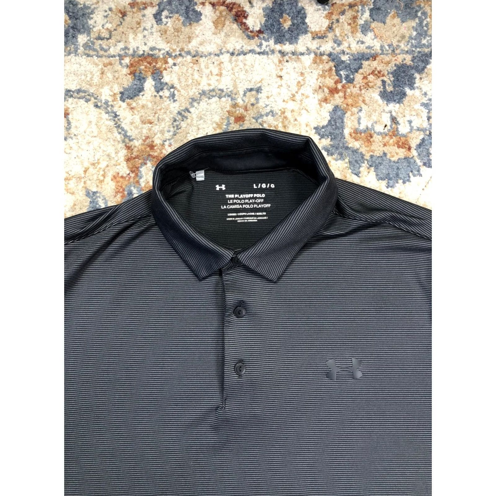 Under Armour Under Armour The Playoff Polo Shirt Mens Large Gray Stripe Short Sleeve Golf Polo Size US L / EU 52-54 / 3 - 2 Thumbnail