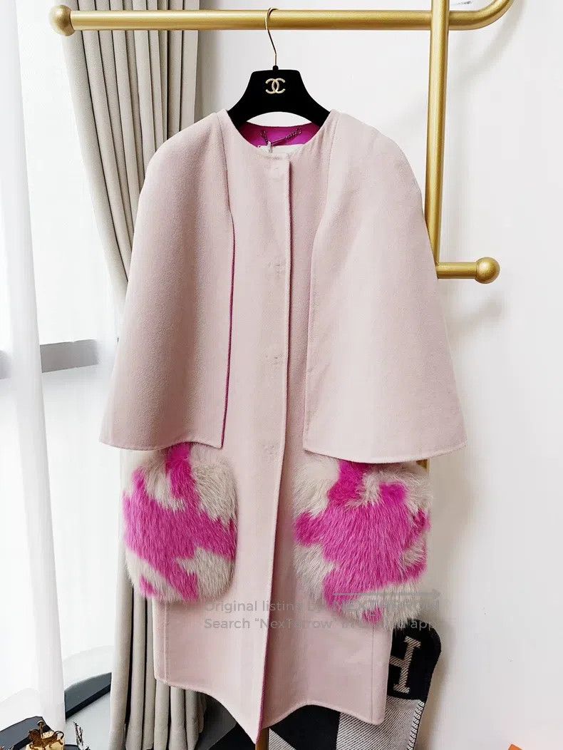 Fendi Fendi Pink Fur Coat with Fox Fur Pockets Size XXS / US 00 / IT 34 - 1 Thumbnail