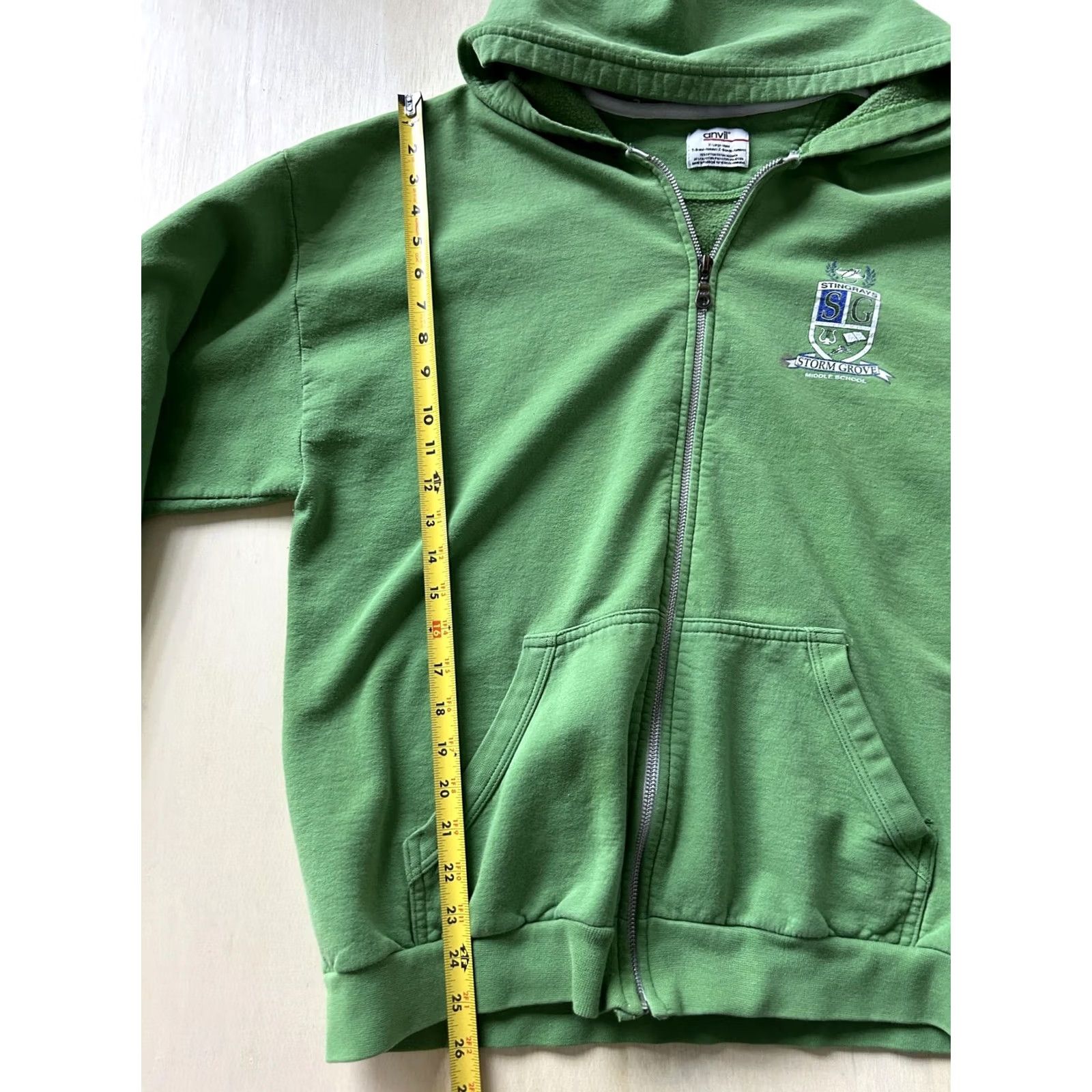 Anvil VINTAGE Anvil Hoodie Mens XL Green Storm Grove School Full Zip Sweatshirt Size US XL / EU 56 / 4 - 4 Thumbnail