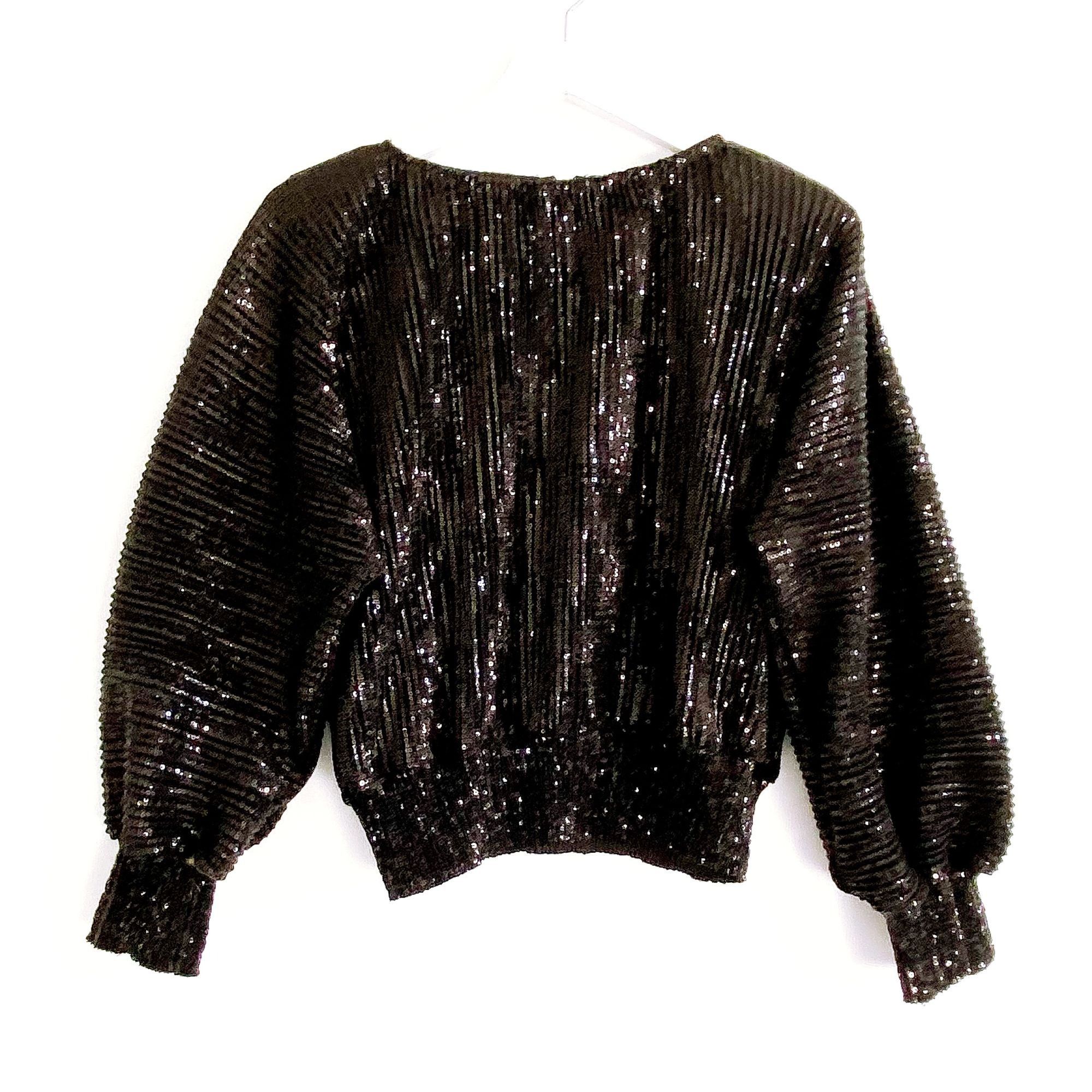 Rta RtA Pippa Black Sequin Long-Sleeve Top Size XXS, New with t Size XXS / US 00 / IT 34 - 1 Thumbnail
