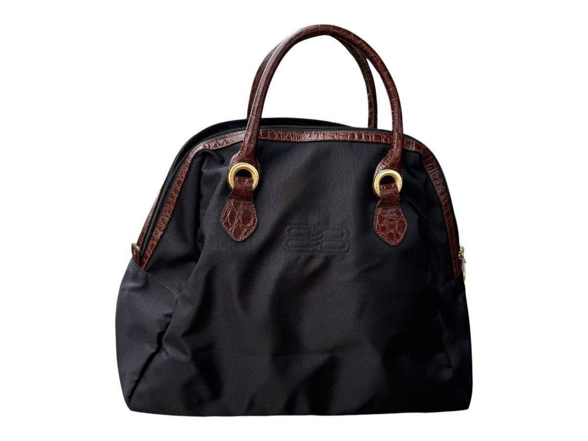 Balenciaga Vintage 90s Balenciaga BB Logo Nylon Patent Leather Handbag Size ONE SIZE - 1 Thumbnail