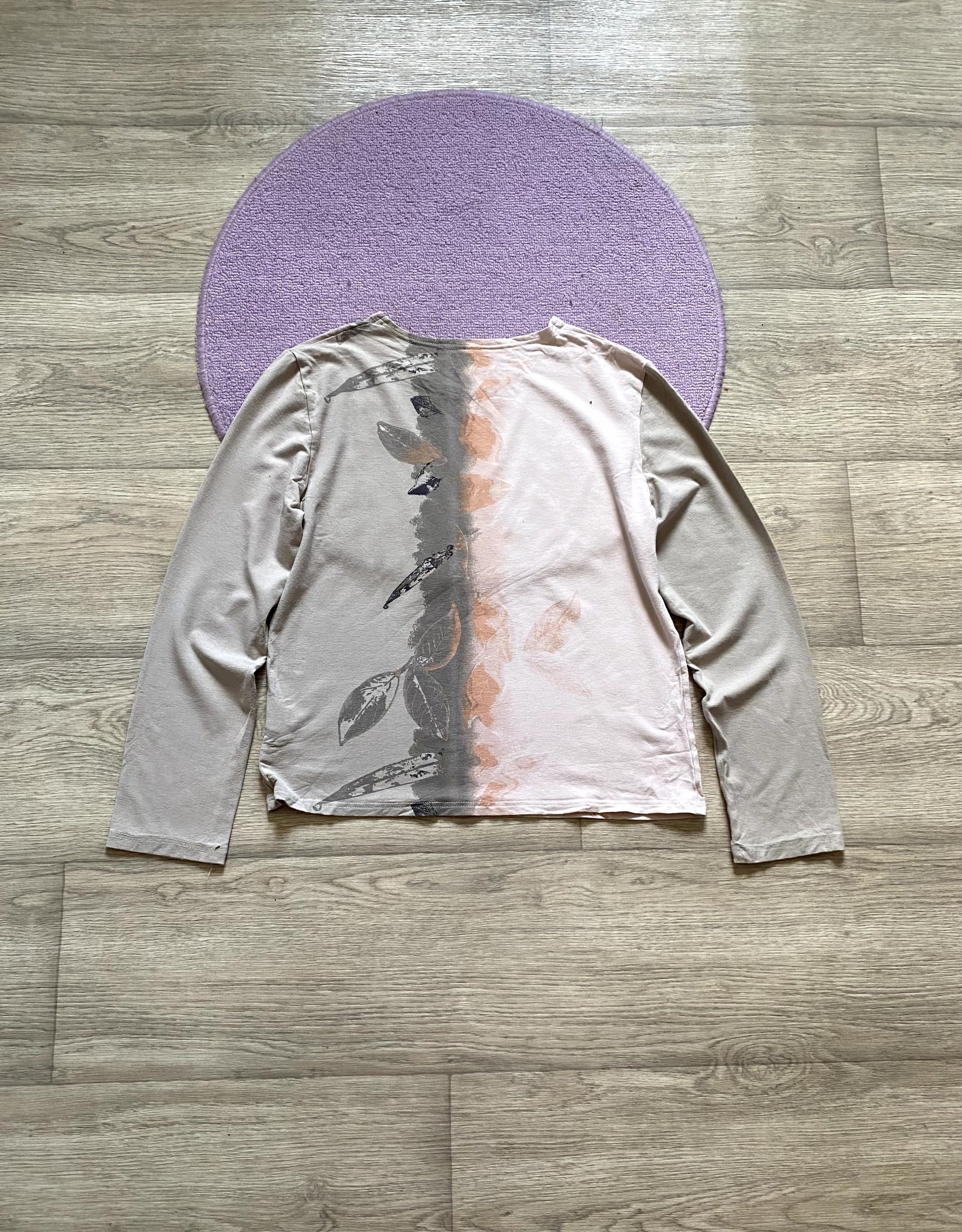 If Six Was Nine × Japanese Brand Y2K Avant Garde Biege Leaves Longsleeve Glamour Size M / US 6-8 / IT 42-44 - 4 Thumbnail