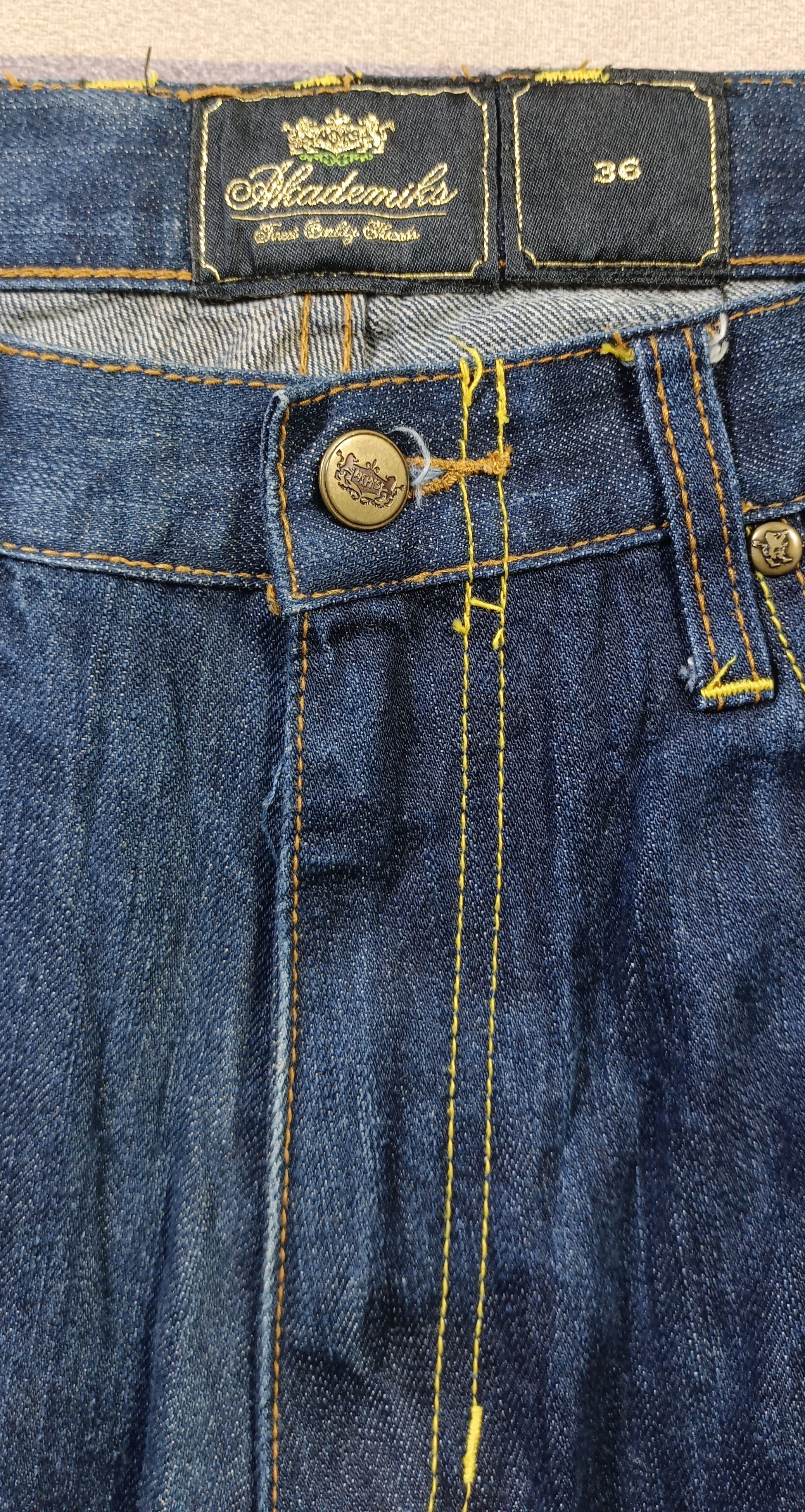 Akademiks × JNCO × Japanese Brand Akademiks Jeans Baggy Dark Wash Embroidered Pockets Hip Hop Size US 34 / EU 50 - 12 Thumbnail