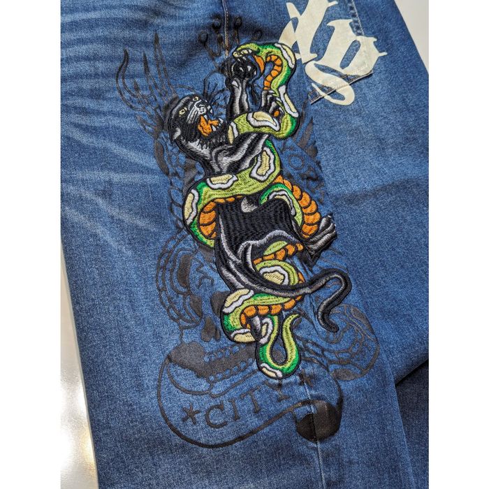 Ed Hardy Ed Hardy Panther Snake Slim Taper Jeans Womens 38 Y2K Denim