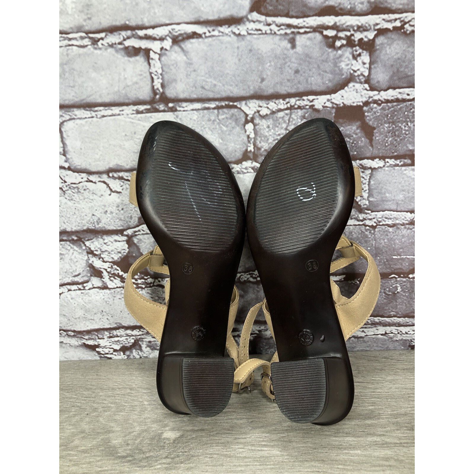 Other Mercante Di Fiori Tan Leather Ankle Strap Heel Sandals Women Size US 7.5 / IT 37.5 - 7 Thumbnail