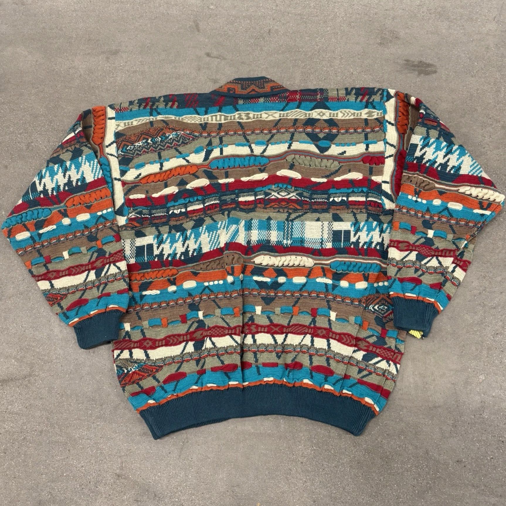 Coogi VTG COOGI Cardigan Sweater 3D Knit Wool Multicolor Wool