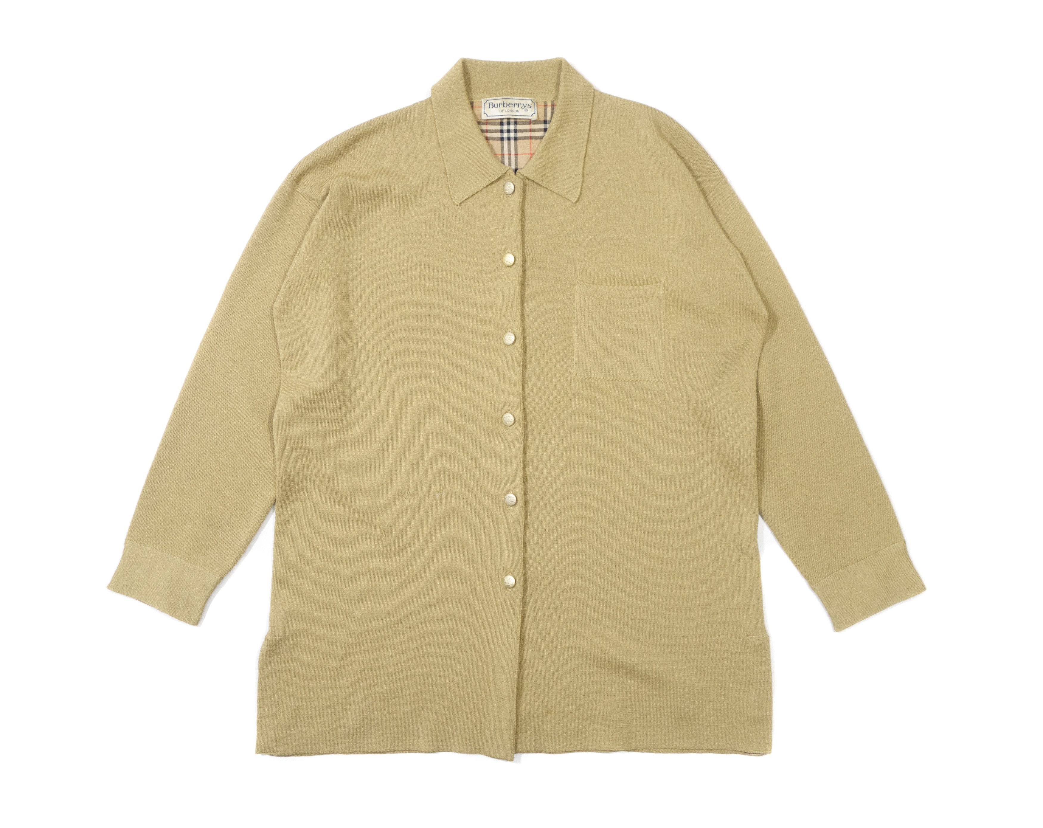 Burberry 90s Burberrys Wool Button-Up Cardigan Nova Check Vintage Size L / US 10 / IT 46 - 1 Thumbnail