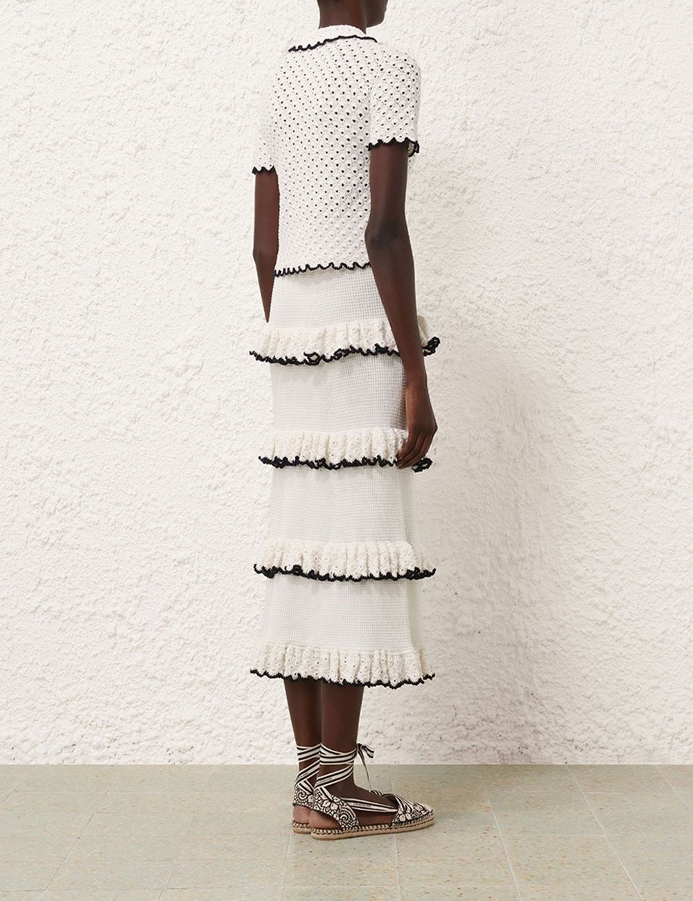 Zimmermann oc11z0625 Halliday Scallop Frill Skirt in White Size 27" / US 4 / IT 40 - 8 Thumbnail