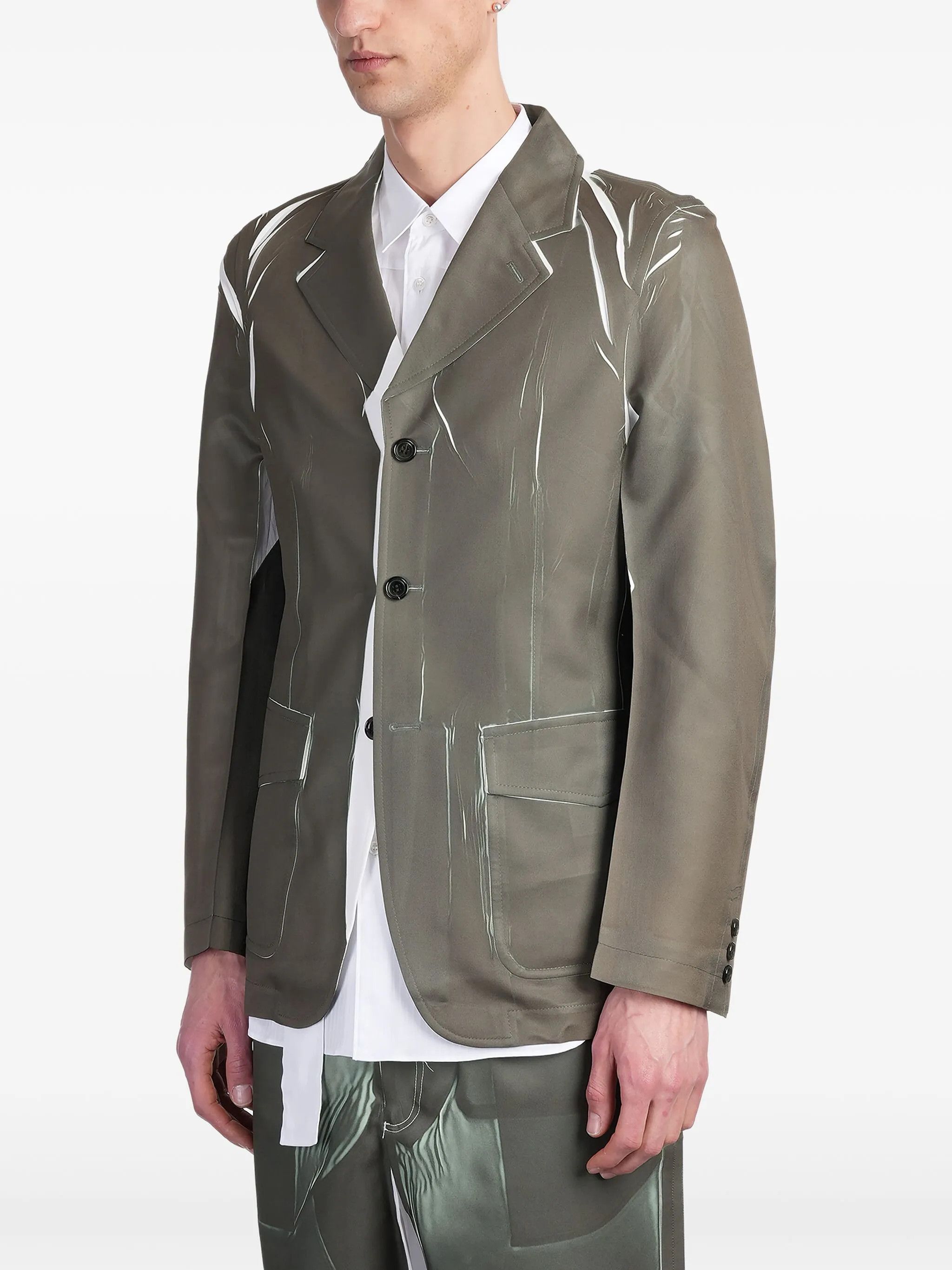 Comme des Garcons SHIRT o1tko10426 Printed Blazer Jacket in Olive Size US S / EU 44-46 / 1 - 3 Thumbnail