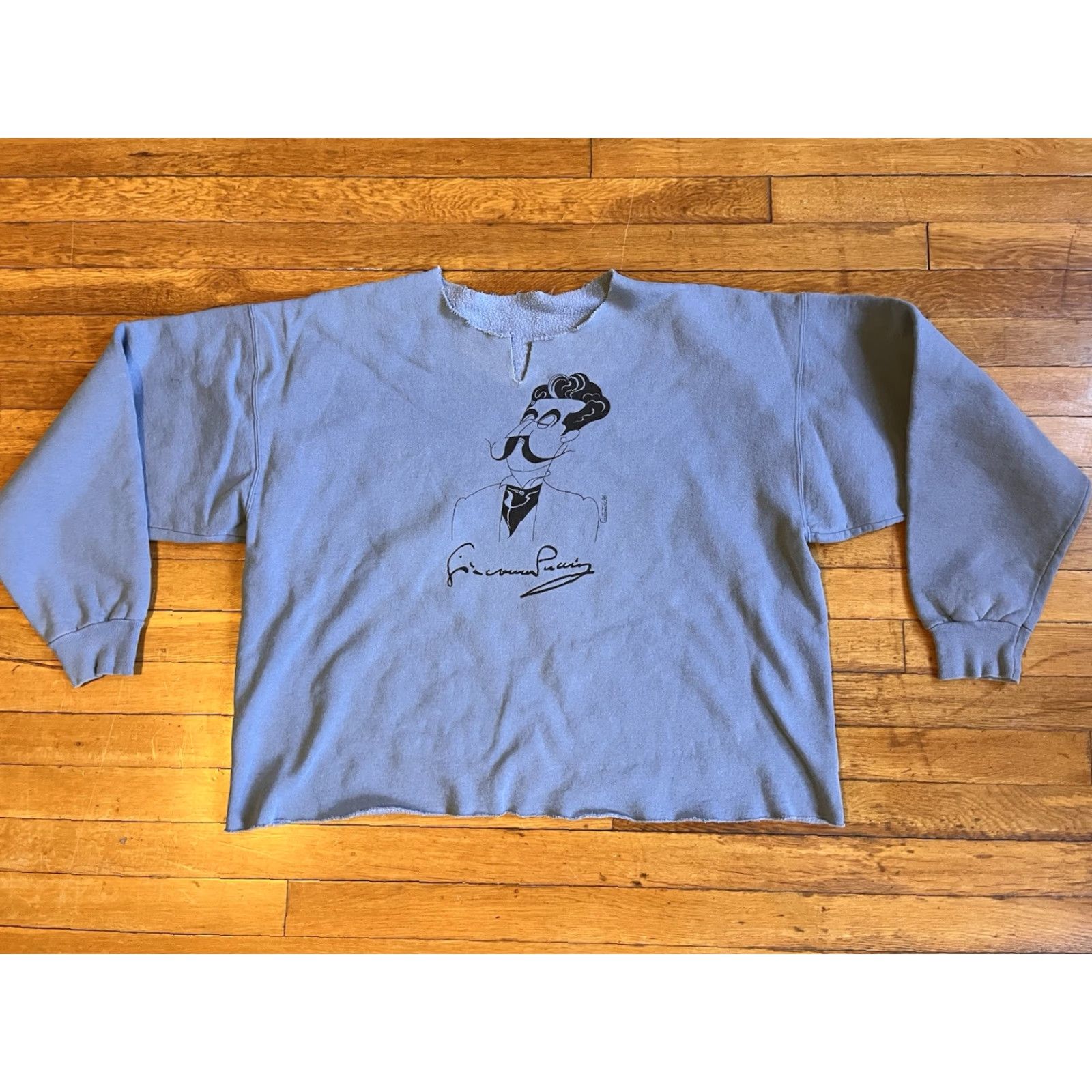Vintage VINTAGE Giacomo Puccini Opera Crop Sweatshirt Women’s XL Blue Grey 90s Size XL / US 12-14 / IT 48-50 - 2 Thumbnail
