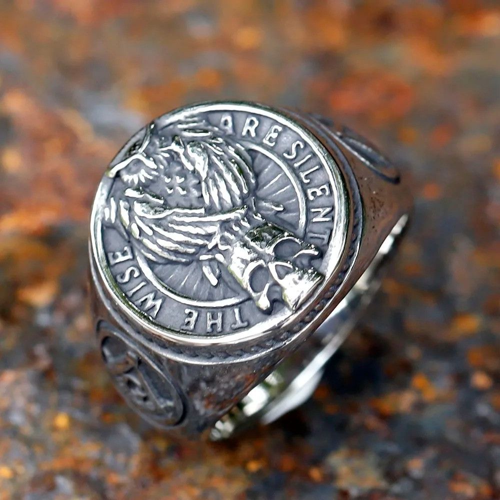 Jewelry Raven Skull Ring Streetwear Jewelry Fashion Gift Size ONE SIZE - 7 Thumbnail