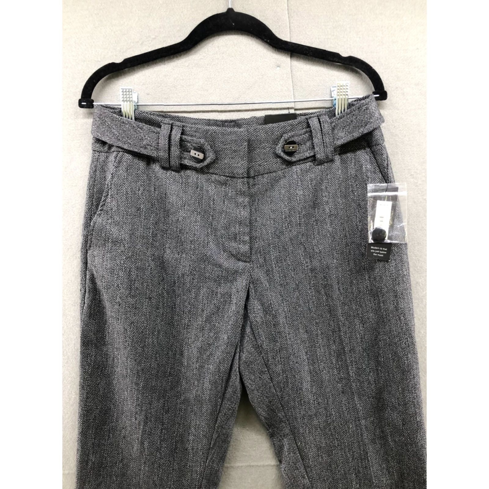 Apt. 9 APT. 9 Dress Pants Straight Leg Womens 8 Gray Herringbone Mid Rise Flat Front Workwear Career Pants Size 30" / US 8 / IT 44 - 3 Thumbnail