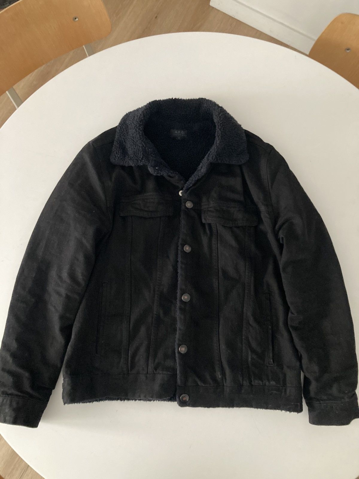 A.P.C. A.P.C. Grey Washed Cropped Denim Snap Jacket | Grailed