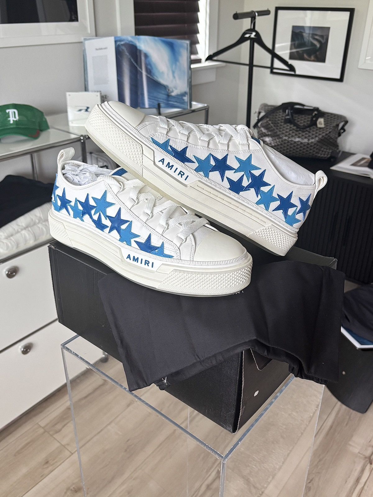 Amiri AMIRI | STAR PATCH LEATHER BLUE SNEAKER LOGO Size US 14 / EU 47 - 2 Thumbnail