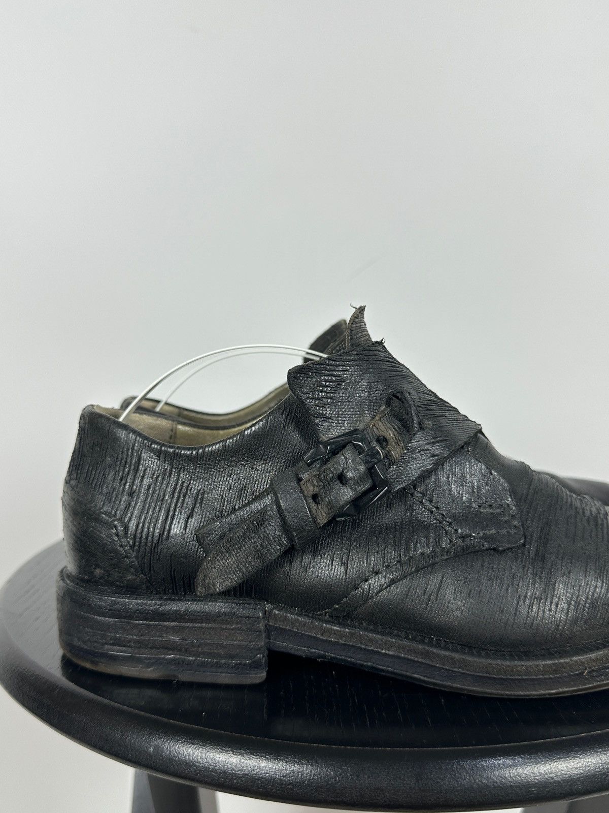 A.S.98 A.S.98 Black Distressed Leather Monk Strap Shoes Size US 6 / IT 36 - 12 Thumbnail