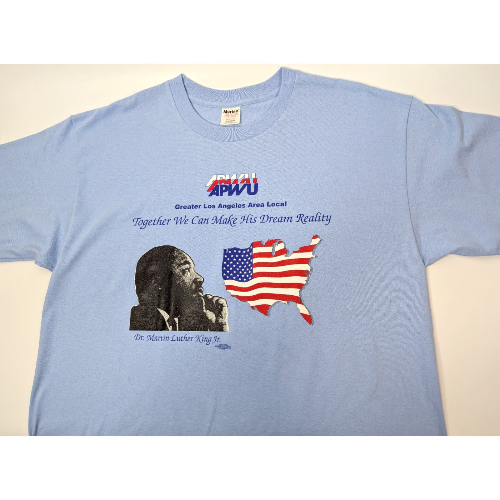 Vintage VINTAGE Murina T-Shirt - APWU American Postal Workers Union MLK LA Logo 80s Cotton Crew Neck Short Sleeve XL Mens Blue Size US XL / EU 56 / 4 - 2 Thumbnail
