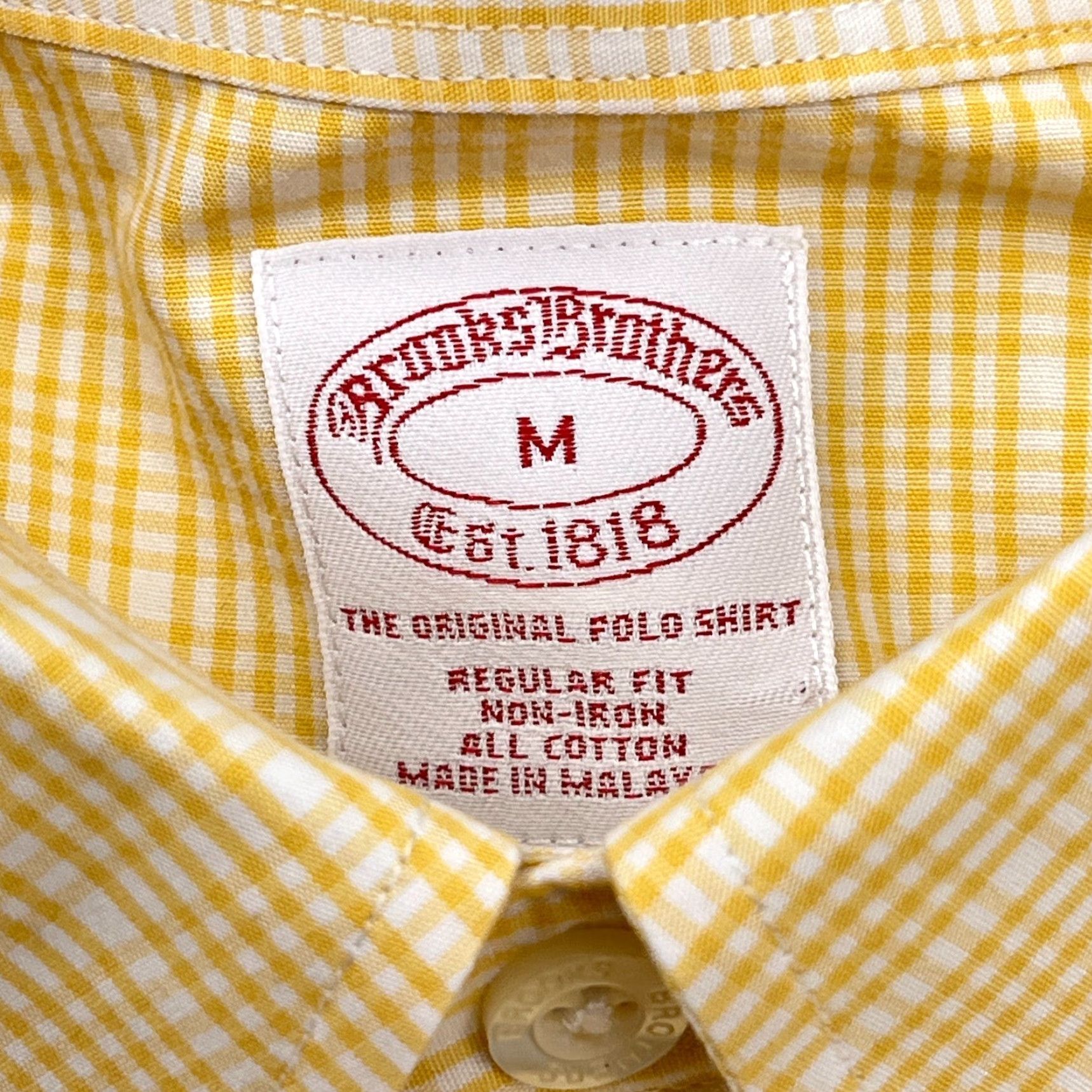 Brooks Brothers VINTAGE Brooks Brothers Shirt Men Medium Yellow Plaid Button-Up Dress Casual Modern Size 40R - 3 Thumbnail