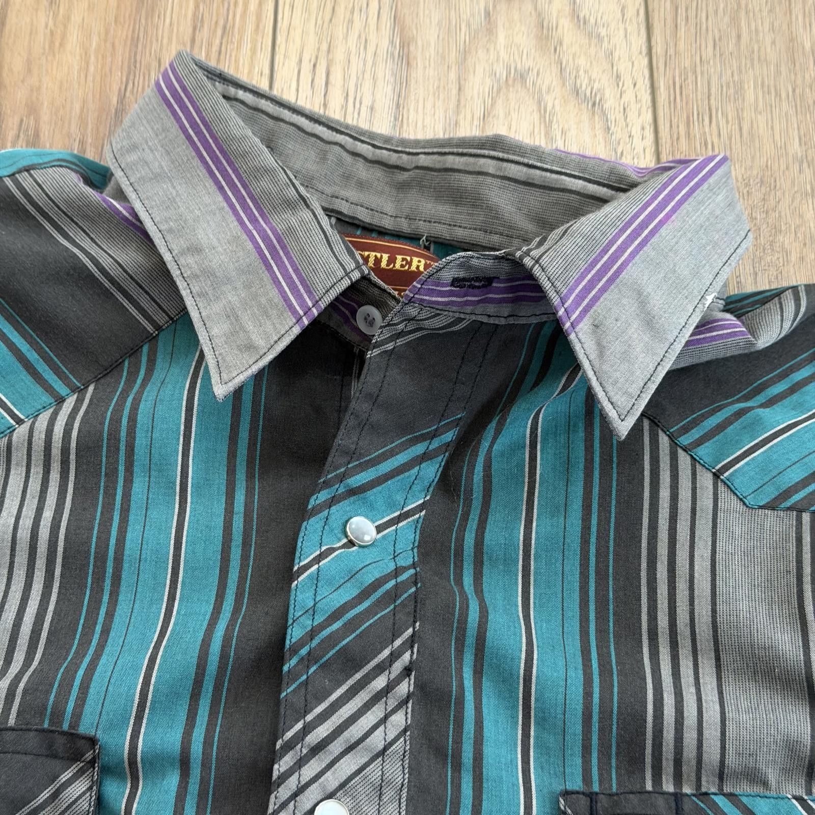 Rustler Vintage 90s Rustler Western Cowboy Striped Snap Shirt Size US XL / EU 56 / 4 - 2 Thumbnail