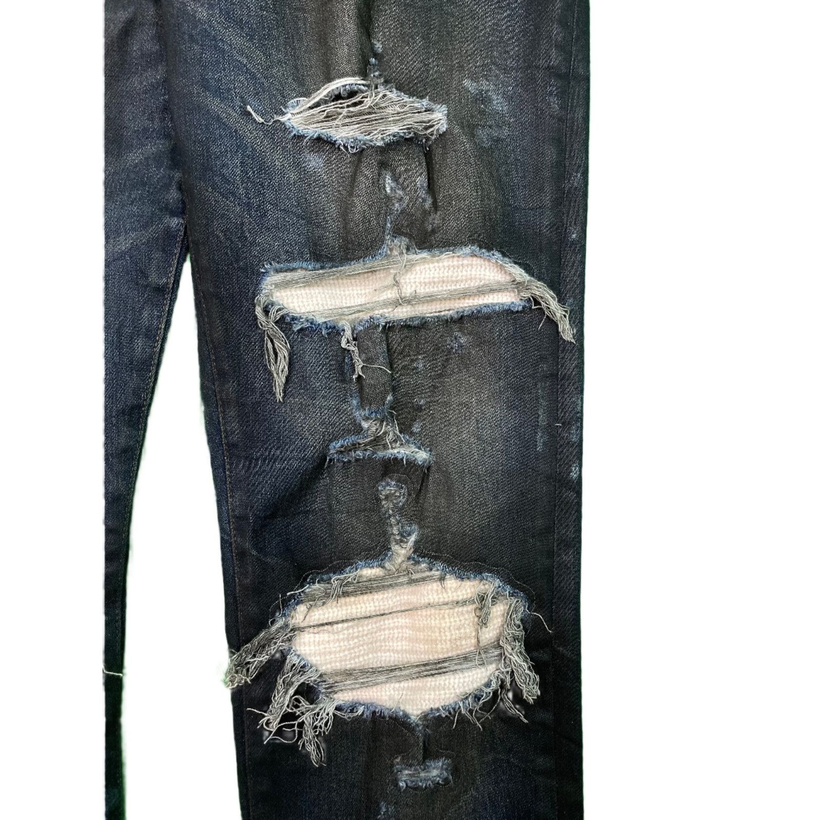 Amiri Amiri MX1 Wax White Wool Patch Blue Jeans Size US 34 / EU 50 - 3 Thumbnail