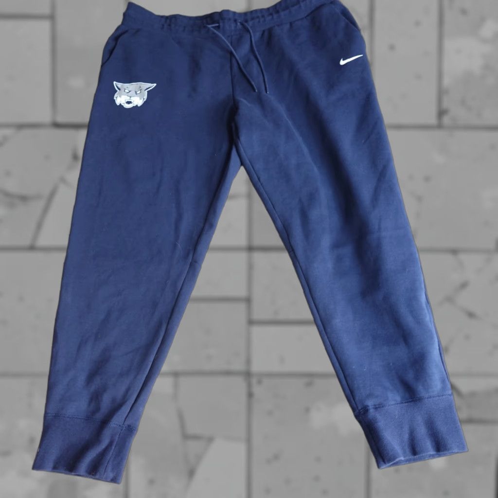 Nike Nike Mens Pants 2XL Blue Solid Jogger WCA Wildcats Drawstring Fleece Cotton Blend Activewear Casual Tapered Waist Mens Size US 39 - 1 Thumbnail