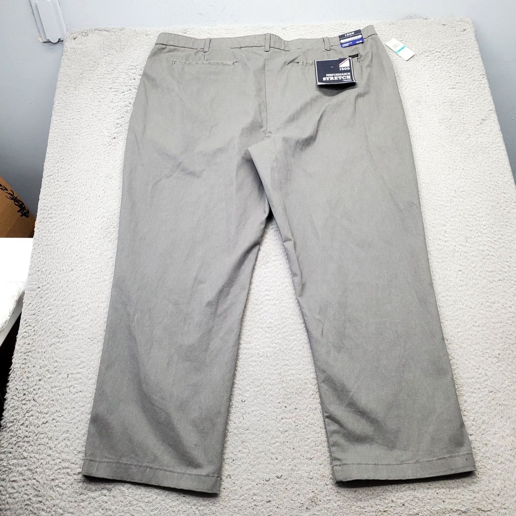 Izod IZOD Pants Mens 46x30 Gray Performance Stretch Non-Iron Flat Front Straight Leg Shirt Size US 30 / EU 46 - 2 Thumbnail