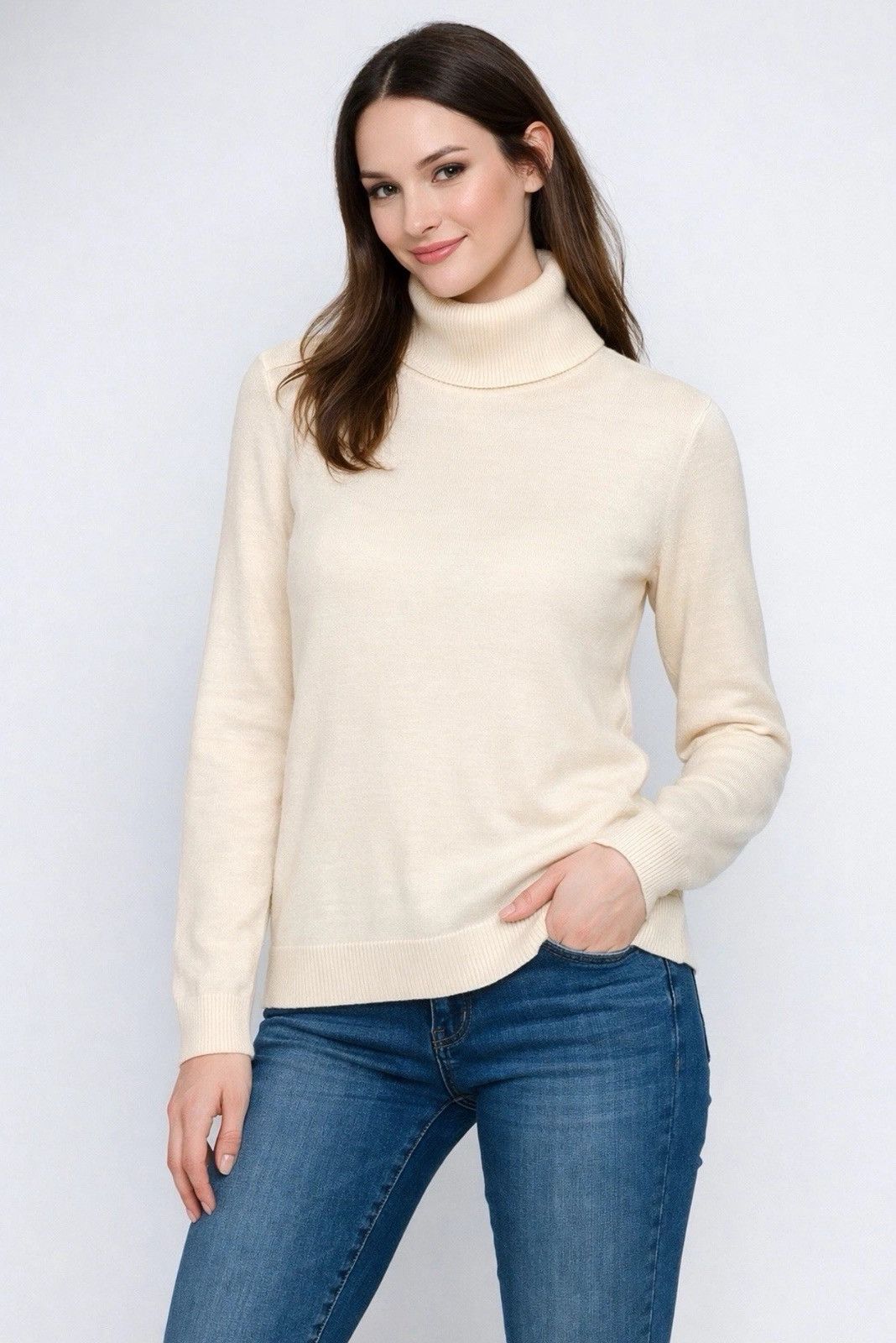 Gran Sasso Gran Sasso Roll Neck Pullover Jumper Sweater Beige Knit Wool Size S / US 4 / IT 40 - 1 Thumbnail