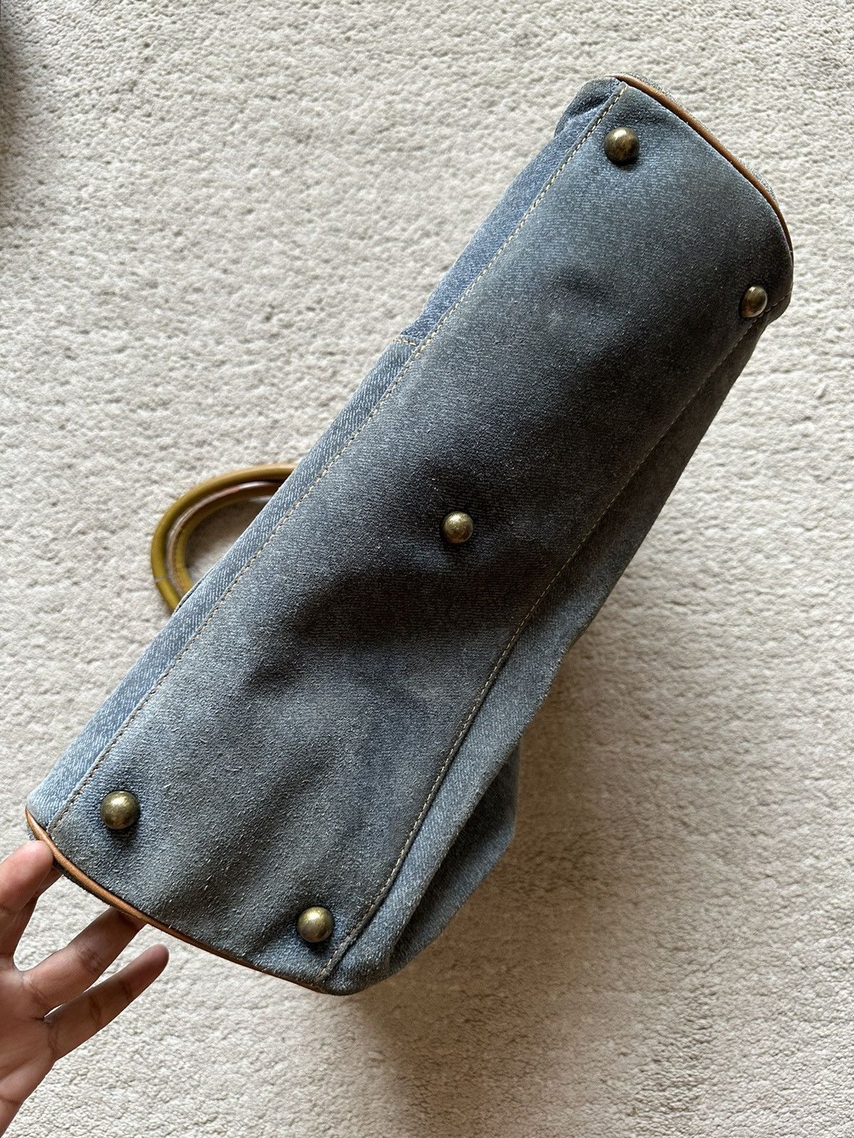 Japanese Brand 1990s Japan Made D-Dream Denim Distressed Birkin Bag Size ONE SIZE - 14 Thumbnail