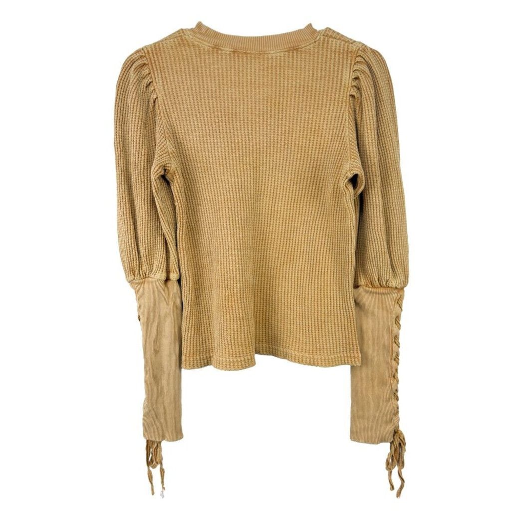 Free People FREE PEOPLE Tasha Distressed Mustard Top Laced Boho sz S Size XS / US 0-2 / IT 36-38 - 10 Thumbnail