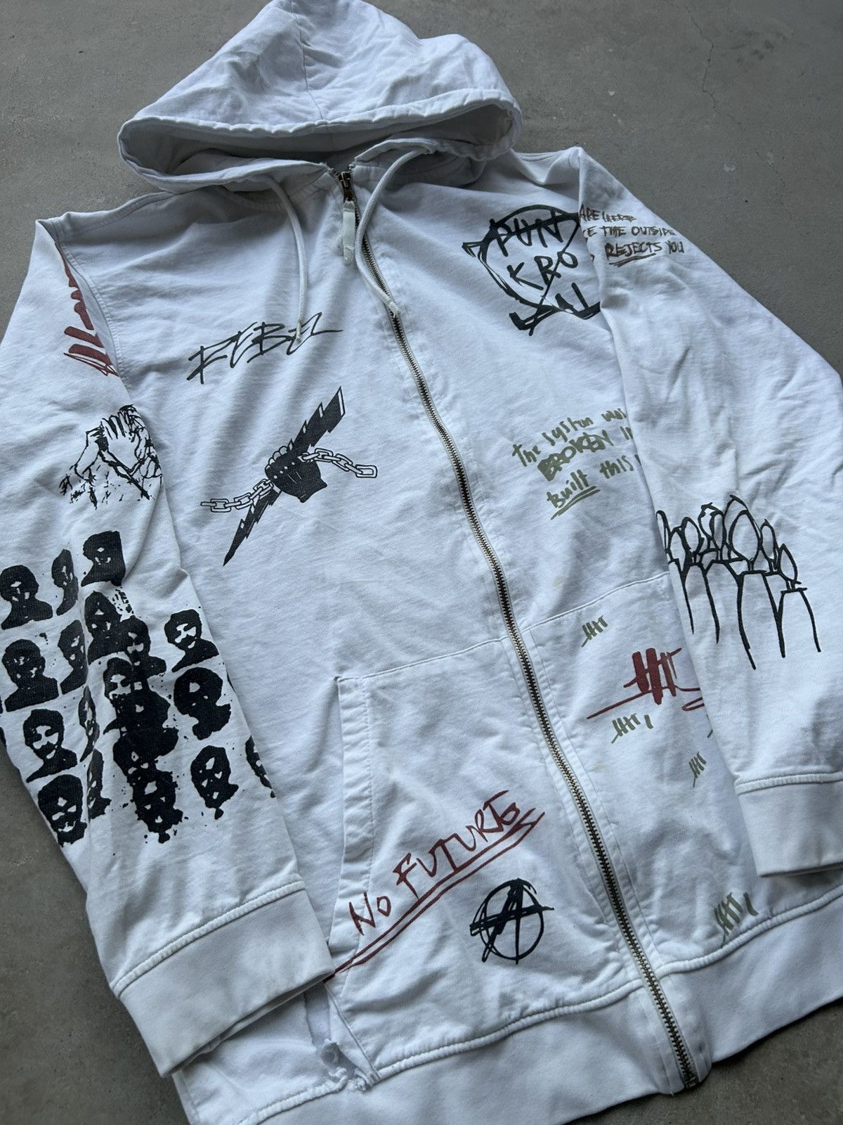 Japanese Brand Punk Royal Art Grunge Zip Up Hoodie Size US L / EU 52-54 / 3 - 2 Thumbnail