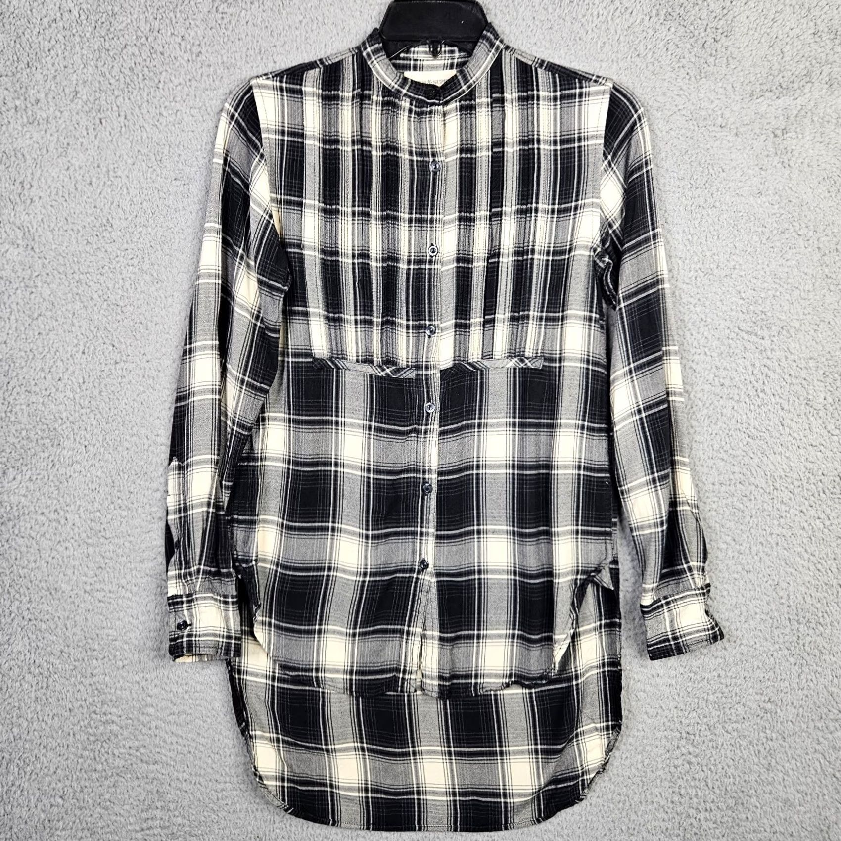 Vintage VINTAGE DENIM & SUPPLY RALPH LAUREN Women's Plaid Button-Up Shirt XS Gray Black Size XS / US 0-2 / IT 36-38 - 2 Thumbnail