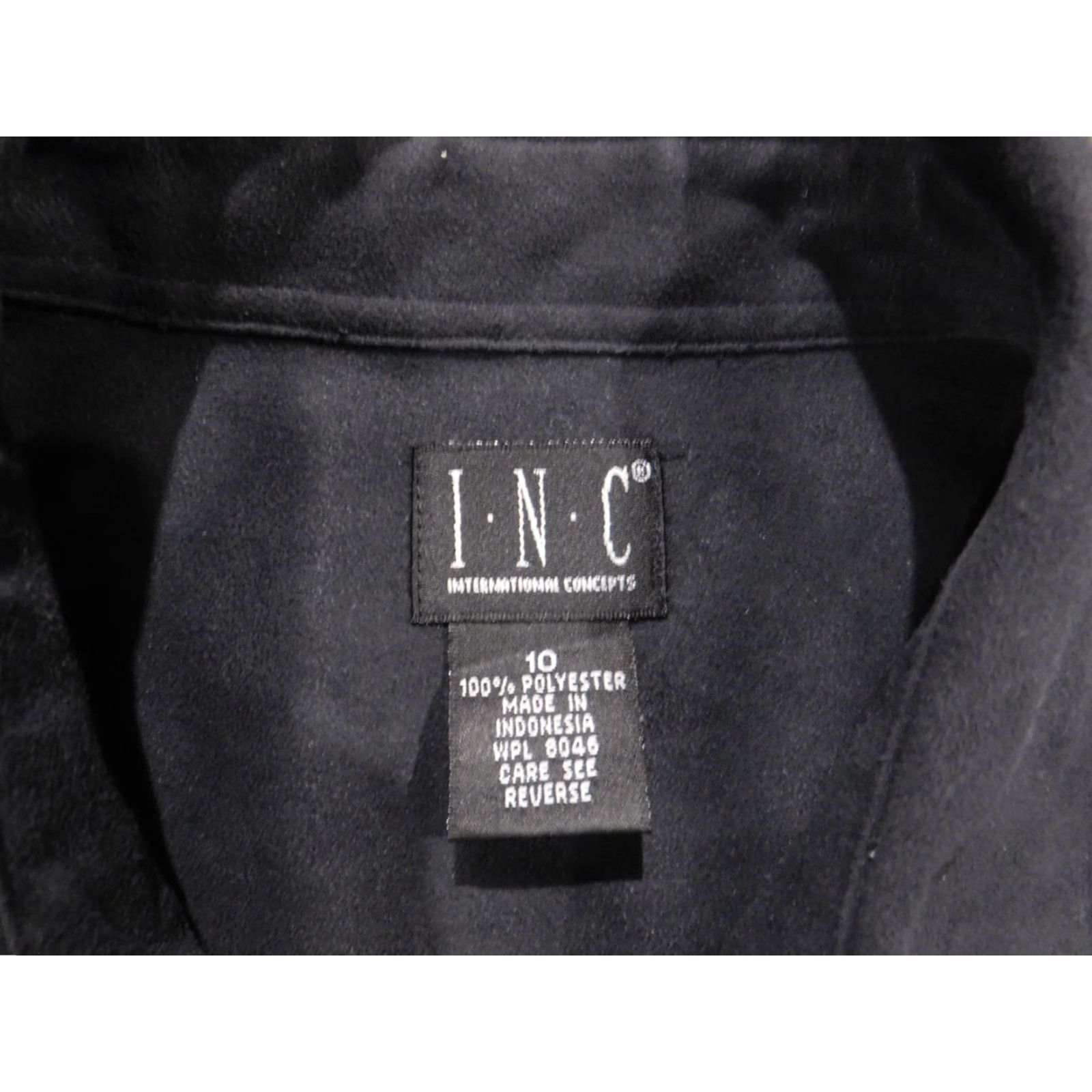 Vintage Inc International Concepts Womens Blouse Button-Up Black Velvet Pleated Long Sleeve Collar Down M Size M / US 6-8 / IT 42-44 - 4 Thumbnail