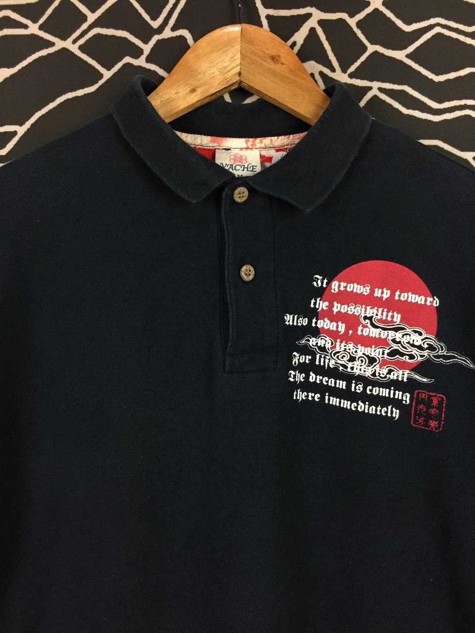 Japanese Brand Vtg VACHE Japan Give The Alarm Tiger Rising Sun Polo Shirt Size US M / EU 48-50 / 2 - 6 Thumbnail